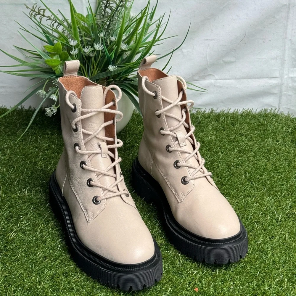 Madewell Rayna Lace-up Lug sole boots I leather - harvest moon Size 6.5 - Picture 11 of 12